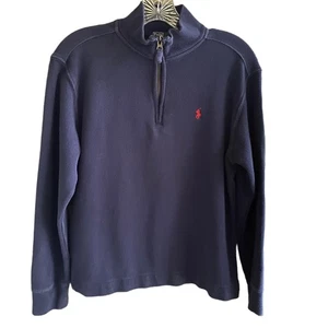 Boys POLO by Ralph Lauren 1/4 Zip Pullover Dark Blue L (14-16) Cotton Sweatshirt - Picture 1 of 5
