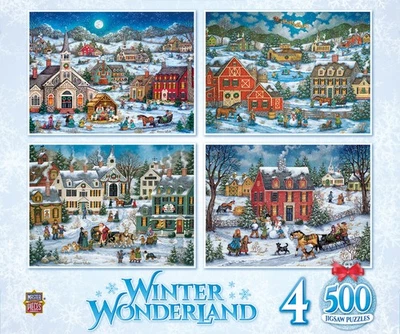 MasterPieces 4-Pack - Winter Wonderland 500 Piece Jigsaw Puzzles - Image 1 of 4