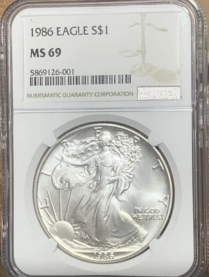1986 Silver Eagle Ngc Ms 69 First Year Silver - Image 1 of 2