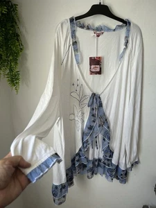 Joe Browns Summer Cardigan Uk 32, Blue Floral Frill New With Tags - Picture 1 of 13