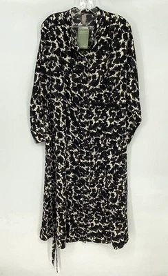 H&M Womens Black White Long Sleeve Tie Belt Shirt Dress Size Medium - Image 1 of 4