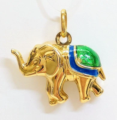 Pingente de ouro amarelo 18k Unoaerre pingente de elefante berloque animal Itália - Imagem 1 de 4