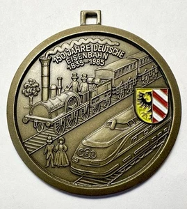 150 Jahre Years German Railroad Deutsche Eisenbahn 1835-1985 Medal Medaille 55mm - Picture 1 of 2
