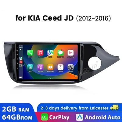 64G For Kia Ceed JD 2012-2016 Android 14 CarPlay GPS Sat Nav Stereo Radio FM SWC - Image 1 of 4