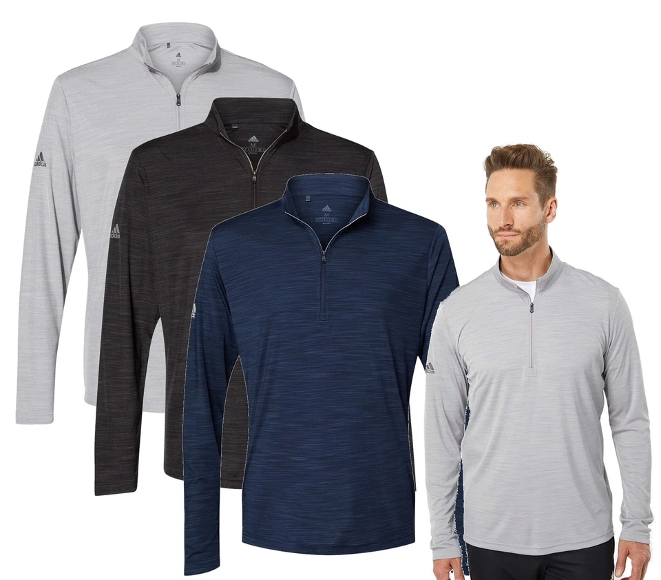 Adidas мужской легкий меланж четверть молнии пуловер UPF 50 + - новый - Изображение 1 из 1