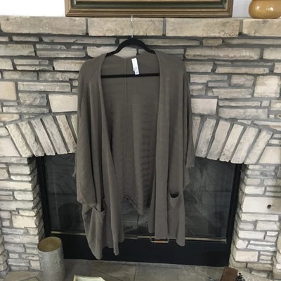 Cárdigan Largo Marla Wynne Suéter Chaqueta Plumero 3X Kimono Manga Frente Abierto Marrón Foto 1 de 4