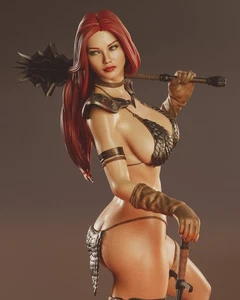 Red Sonja_ Fan Art Sculpture Fully Painted (Made to order) (Adult) - Picture 1 of 10