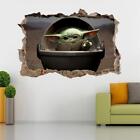Autocollant mural bébé Yoda 3D brisé décoration art Star Wars Mandalorian J1476