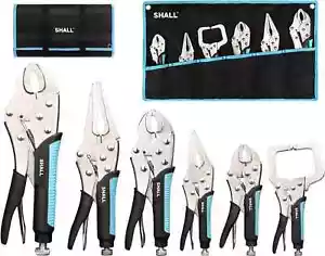 6-Piece Locking Pliers, Vice Grips Pliers Set, 5",7" & 10" Curved - Picture 1 of 9