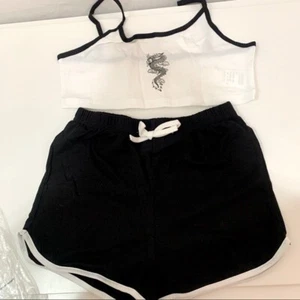 SHEIN Girls 2 Piece Dragon Cropped Tank and Shorts Set Size 9 Yrs - Picture 1 of 7