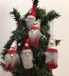 Lote de 5 adornos navideños pequeños ligeros GNOME Santa Claus nuevos en paquete - Imagen 1 de 8