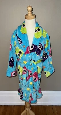 KOMAR KIDS Niñas AZUL VERDE AZULADO Albornoz Vestido Búhos Peluche XS 5/6 Foto 1 de 4