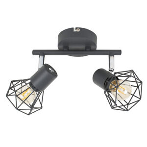 MiniSun Ceiling Light - Industrial Grey 2 Way Spotlight Geometric & LED Bulb A+
