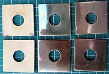 SIX Square Brass Escutcheon Plates Solid Brass 1.5" X 1.5"