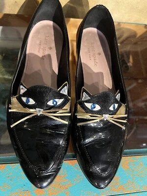 Zapatos planos de ballet Kate Spade New York para mujer Natasha gato negro talla 6,5 raros Foto 1 de 4