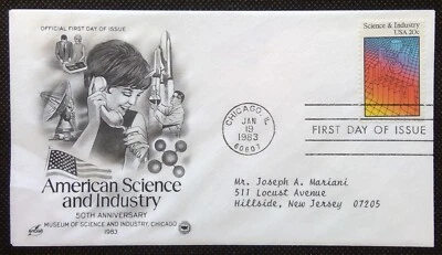 Scott 2031 FDC Science and Industry Art Craft PCS Cachet ADDRESSED - Image 1 of 3