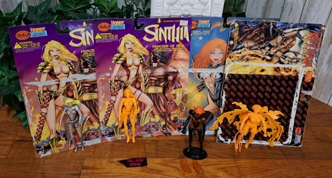 Vtg Skybolt Action Figure Lot of 4 Hell Glow Sinthia Fire Skin Variant Cynder Cover