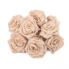 6 Pcs Brulap Roses Burlap Flower Artificial for Wreath Christmas Tree Love