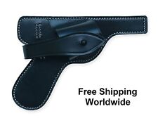 WW2 German P08 Luger Open Summer Holster - Black Leather Military Reproduction