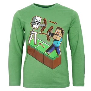 Minecraft Steve and Skeleton kids long sleeve shirt - Picture 1 of 3