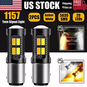 2X 1157 LED Amber/White DRL Switchback Turn Signal Indicator Parking Light Bulbs - Foto 1 di 11
