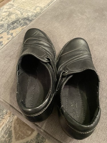 Clarks scarpe piatte donna nere slip on chiusura ad anello taglia 8 5