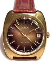 Vintage Swiss Gold Plated Avia Mens Watch ft. White Second Hand