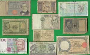 ITALY 1942 - 1990 ~ LIRE ~ 10 X PAPER MONEY LOT#8585 (*-*) - Picture 1 of 2
