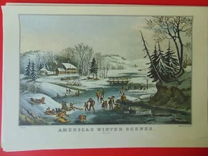 Currier & Ives Calendar Topper Print 1990 AMERICAN WINTER SCENES - Picture 1 of 1