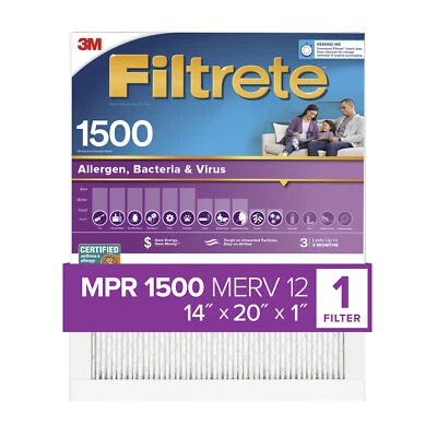 Filtrete High Performance Air Filter 1500 MPR 2005-4, 14 in x 20 in x 1 in - Image 1 of 4