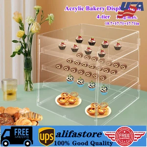 4-Tier Acrylic Bakery Display Case Countertop Donut Pastry Show Case Front Door - Picture 1 of 12