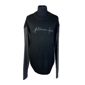 Platinum Fubu Black Gray Fat Albert Spellout Crew Neck Pullover Sweater Mens 2X - Picture 1 of 8