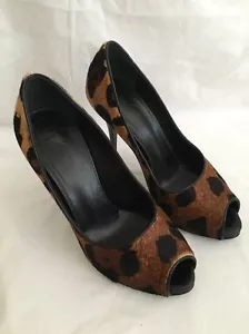 Authentic Giuseppe Zanotti Animal Print Pony Hair Pumps Brown Sz 37 US 7.5 - Picture 1 of 12