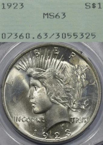 1923 $1 PCGS MS63 Rattler OGH Peace Dollar Cover