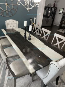 Made to Order Epoxy Green Resin River Custom Coffee Dining Table Kitchen Decor  - Picture 1 of 4