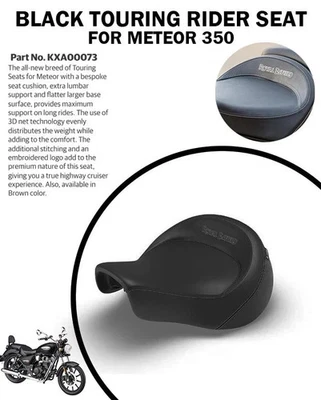 "BLACK TOURING RIDER SEAT" FIT FOR ROYAL ENFIELD METEOR 350 - Image 1 of 4