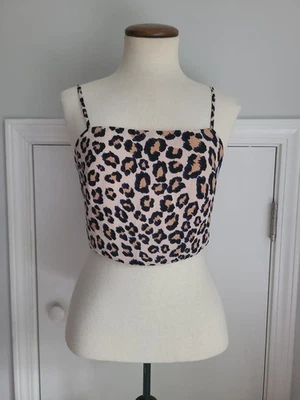 Victoria's Secret Cami Top S 豹纹动物绑带猎豹裁剪双面  — 第 1/4 张图片