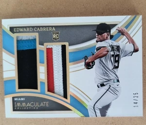 2022 Panini Immaculate Dual Rookie Patch Edward Cabrera Miami Marlins /25 - Picture 1 of 3