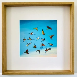 Limited edition giclee art print, FRAMED, Flock of bird's portrait contemporary. - Picture 1 of 3