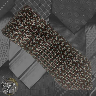 Corbata corta Papillon 100 % seda marrón pavo real cachemira hecha a mano en punta Foto 1 de 4