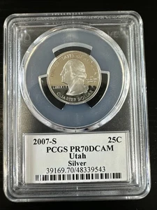 2007-S UTAH Silver Proof Quarter PR70DCAM PCGS FLAG LABEL - Picture 1 of 2