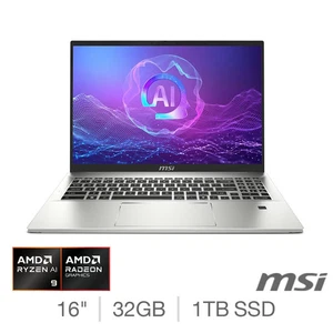 MSI Prestige AMD Ryzen AI 9 32GB RAM 1TB SSD 16 Inch Windows 11 L 9S7-159K12-028 - Afbeelding 1 van 24