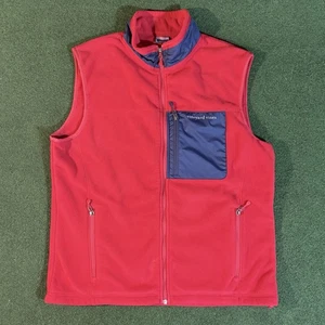 Vineyard Vines Vest Mens Large Red Full Zip Fleece Sleeveless Pre-Owned - Picture 1 of 10
