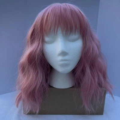 Peluca sintética para mujer, rosa, 14 pulgadas Foto 1 de 4