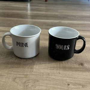 St Nicholas Square Yours and Mine Camp Style Coffee Mugs 15 oz 3.5" - Picture 1 of 4