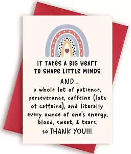 Thank You Teacher Card, Appreciation Greeting Card for Teacher, It Takes a Big H - Picture 1 of 5