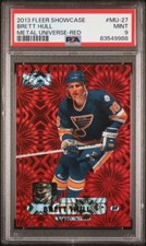 2013-14 Fleer Showcase Universe Precious Metal Gems PMG Red Brett Hull /75 PSA 9