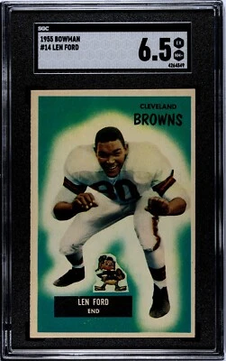 1955 Bowman LEN FORD ROOKIE Cleveland Browns #14 SGC 6.5 EX/NM+ Condition - Image 1 of 2