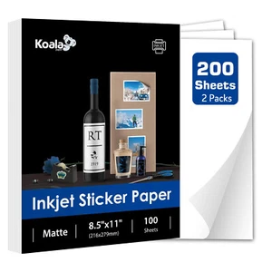 200 Printable Sticker Paper Matte White Inkjet / Laser, Full Sheet Labels 8.5 - Picture 1 of 10
