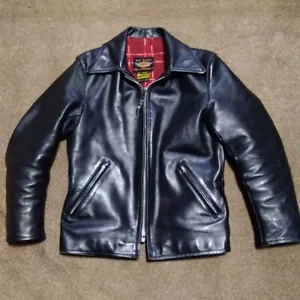 The REAL McCOY�fS Harley-Davidson Riders Jacket Horsehide Men Size 38 Black - Picture 1 of 20